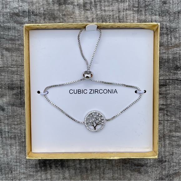 Jewelry - Boho bracelet NWT Cubic zirconia silver tree of life